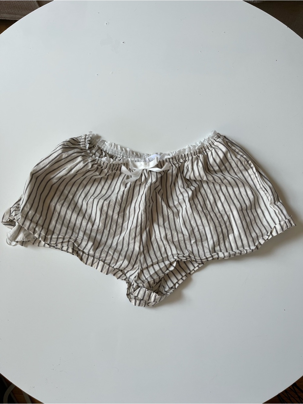 Striped Pinstripe Women's Bloomer Shorts with Bow Detail